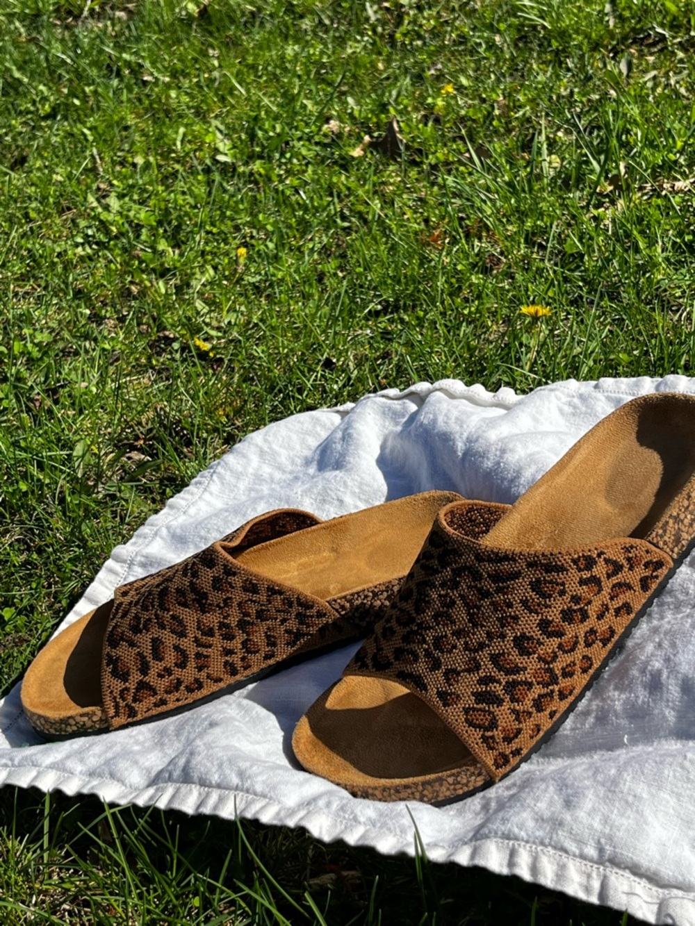 Leopard Print Slide Sandals Women’s Size 39 (8-8.5US) Cork Birkenstock Style
